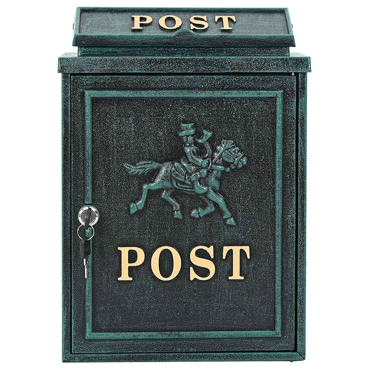 Wall Mounted Mailbox Green 29 x 13 x 41 cm Cast Aluminum