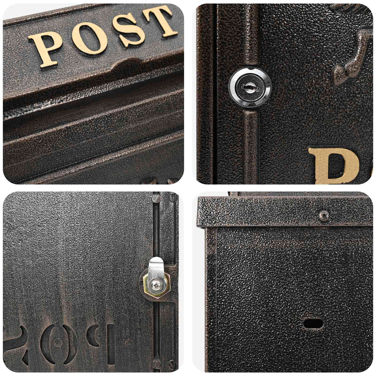 Wall Mounted Mailbox Bronze 29 x 13 x 41 cm Cast Aluminum