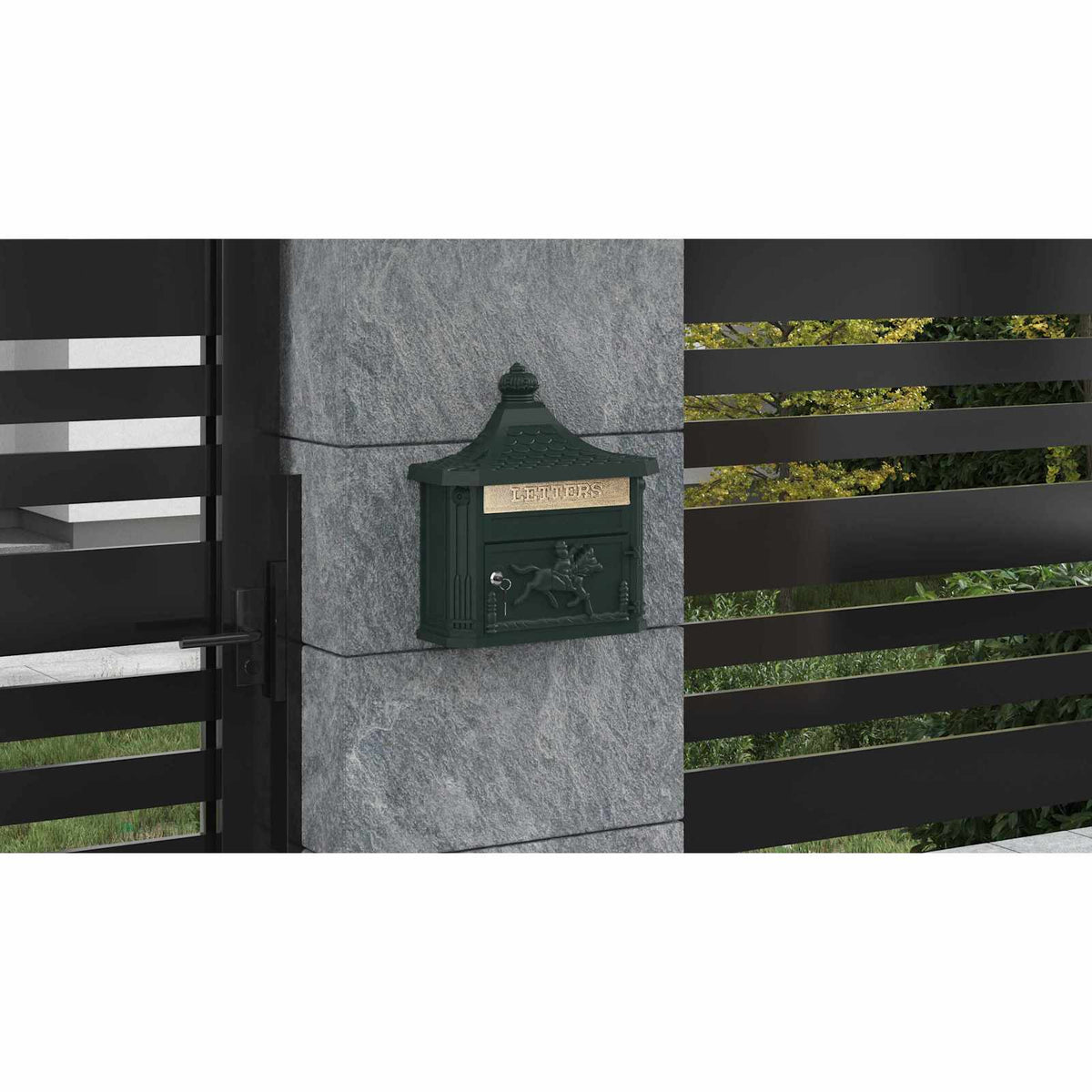 Wall Mounted Mailbox Green 40.5 x 16 x 45 cm Cast Aluminum