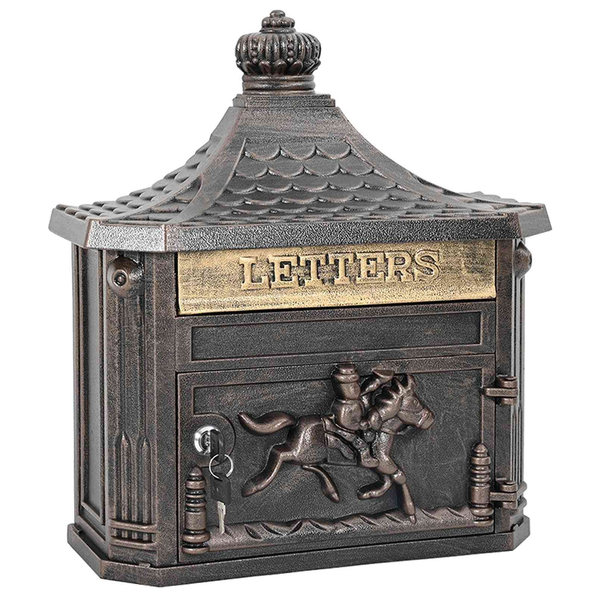 Wall Mounted Mailbox Bronze 40.5 x 16 x 45 cm Cast Aluminum