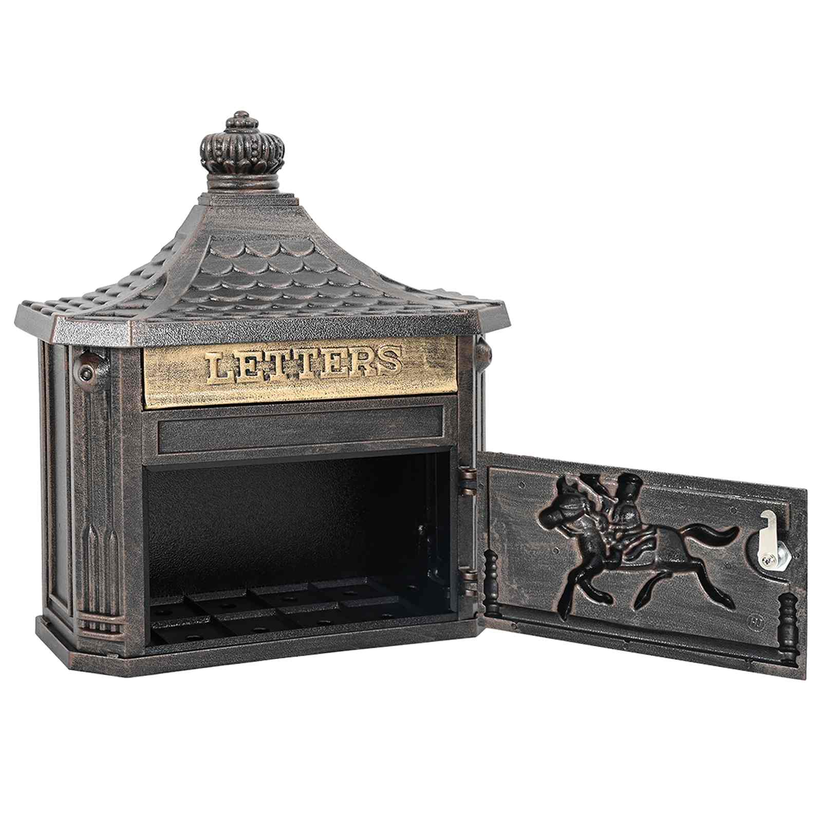 Wall Mounted Mailbox Bronze 40.5 x 16 x 45 cm Cast Aluminum