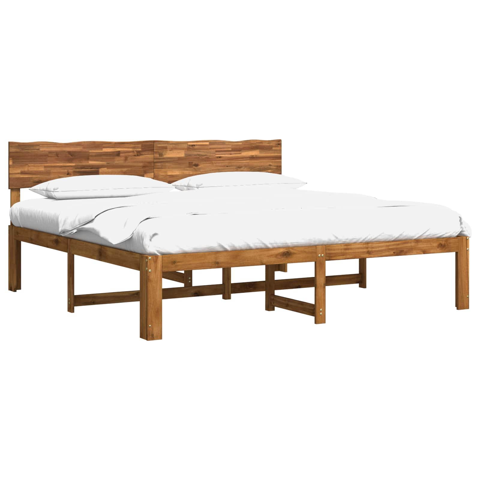 Double bed frame with headboard ROSTOCK Natural 180 x 200 cm