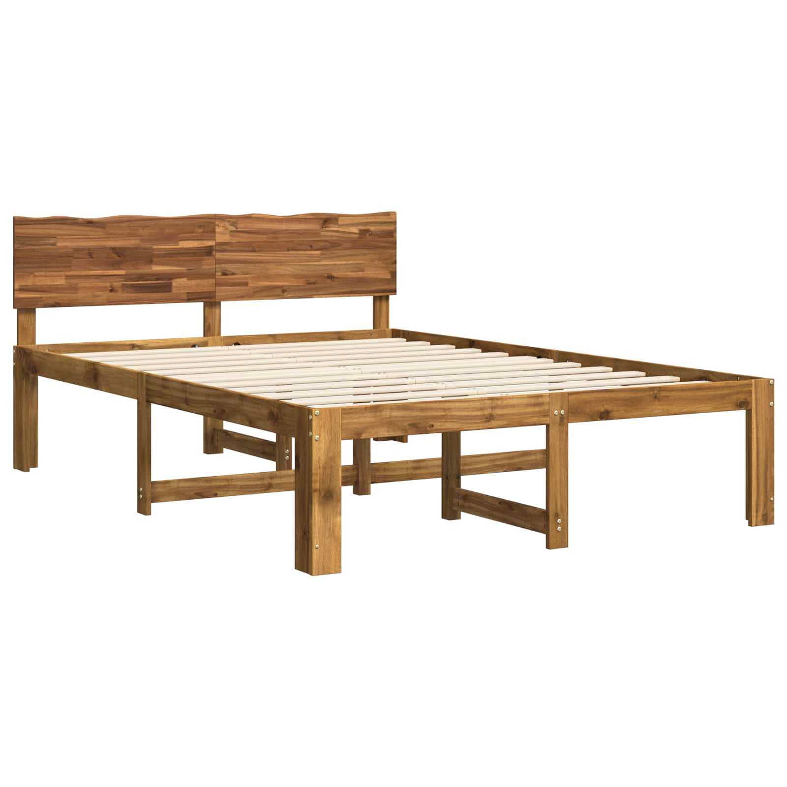 Double bed frame with headboard ROSTOCK Natural 150 x 200 cm