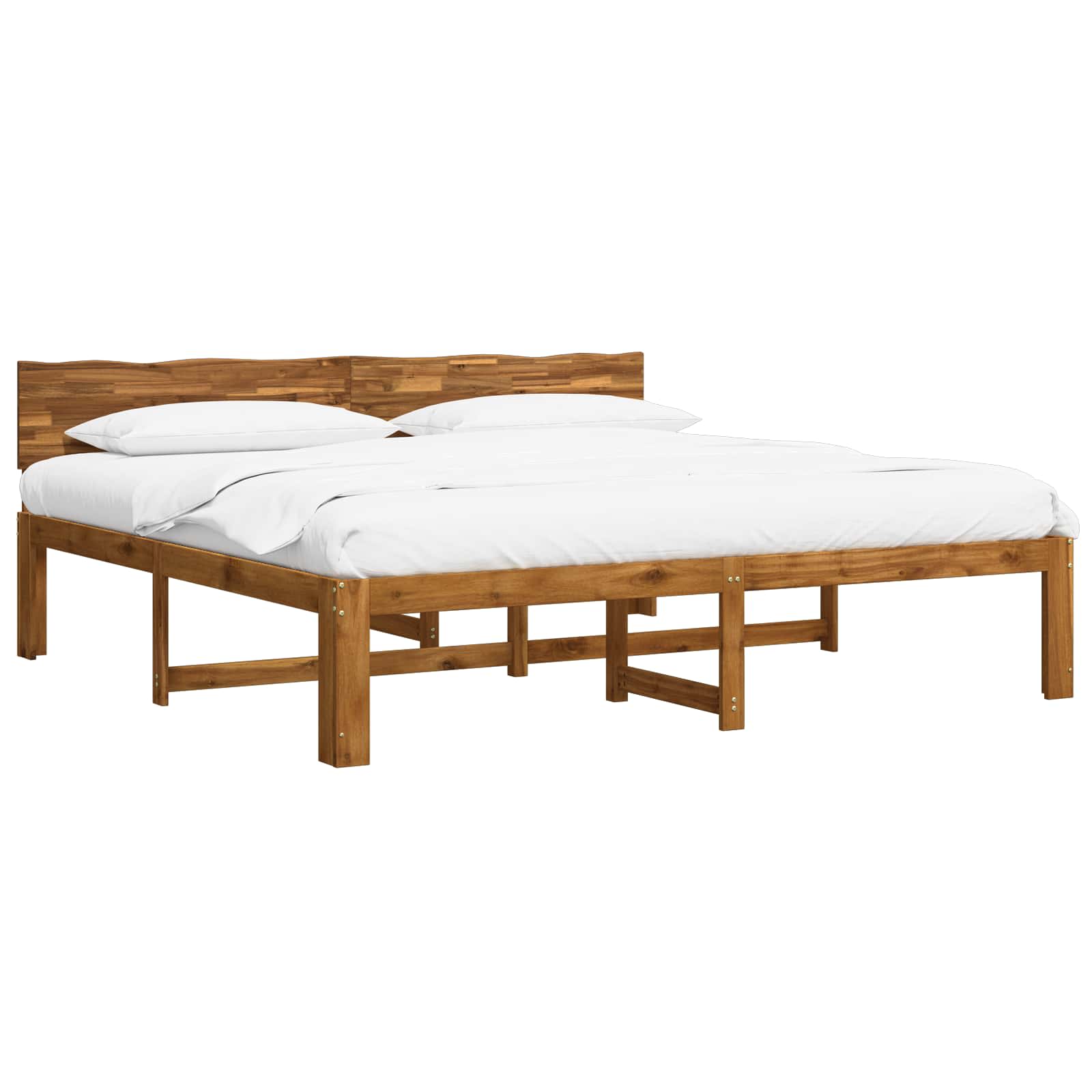 Double bed frame with headboard ROSTOCK Natural 180 x 200 cm