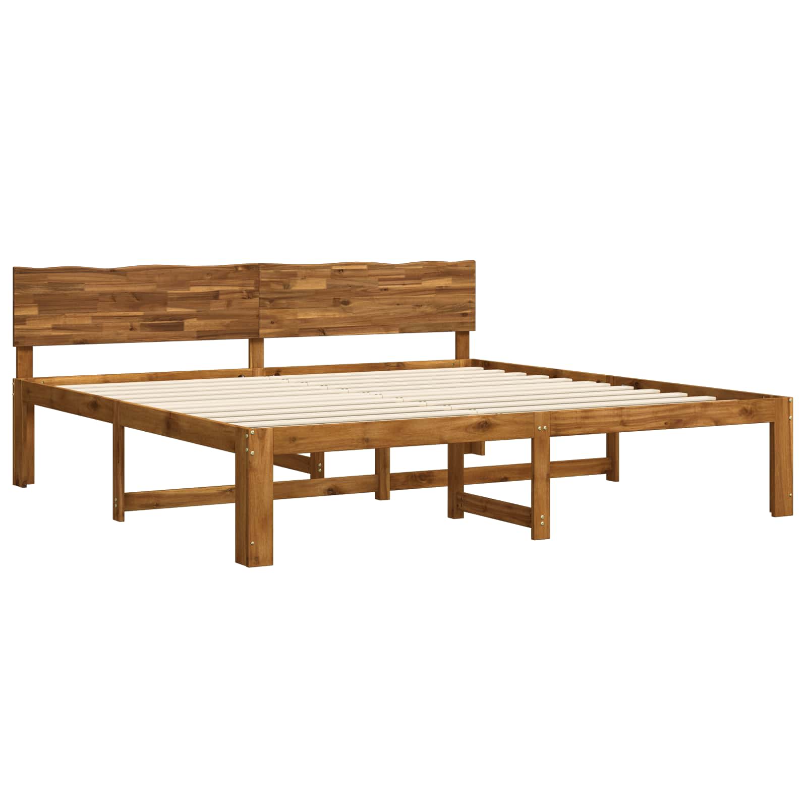 Double bed frame with headboard ROSTOCK Natural 180 x 200 cm