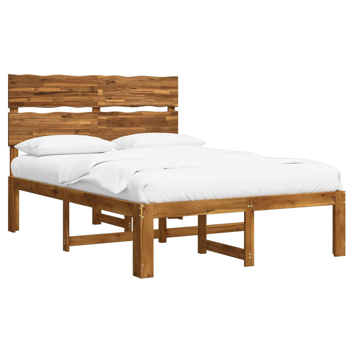 Double bed frame with headboard ROSTOCK Natural 150 x 200 cm