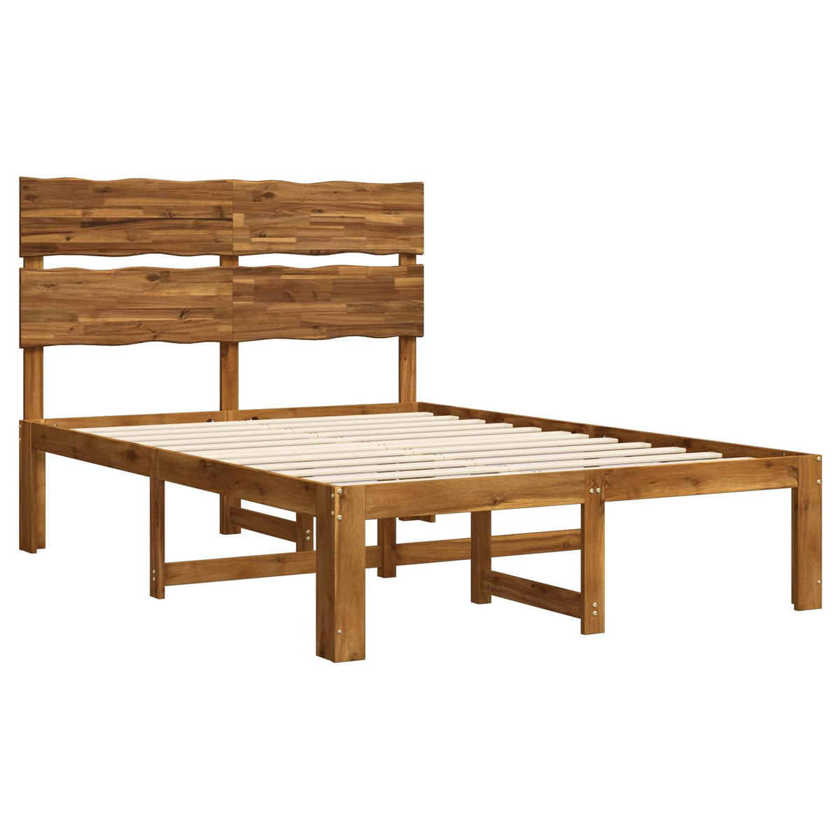 Double bed frame with headboard ROSTOCK Natural 150 x 200 cm