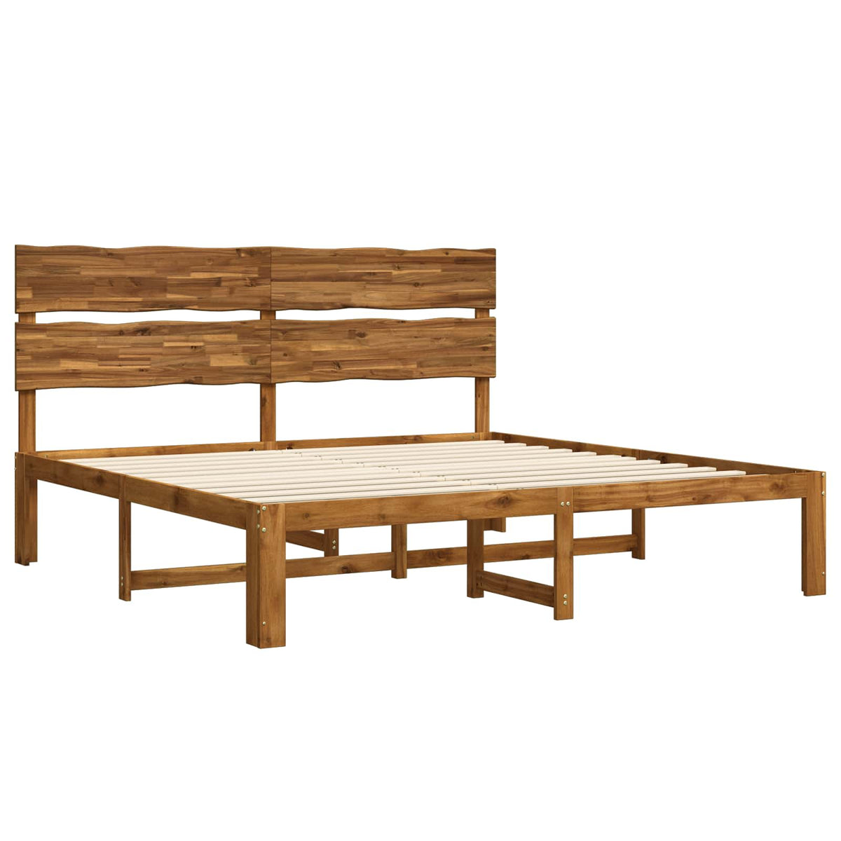 Double bed frame with headboard ROSTOCK Natural 180 x 200 cm