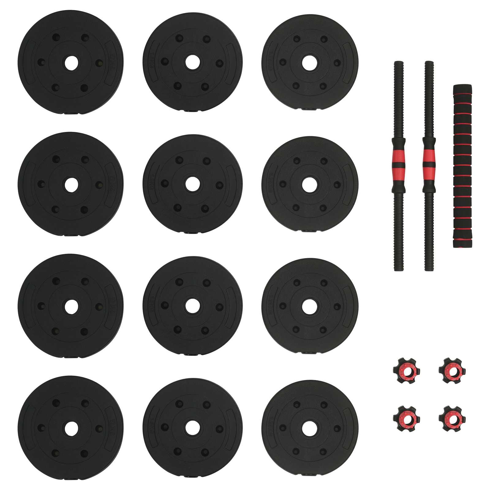 2-in-1 Dumbbell Set Black and Red 121 x 19.5 x 19.5 cm
