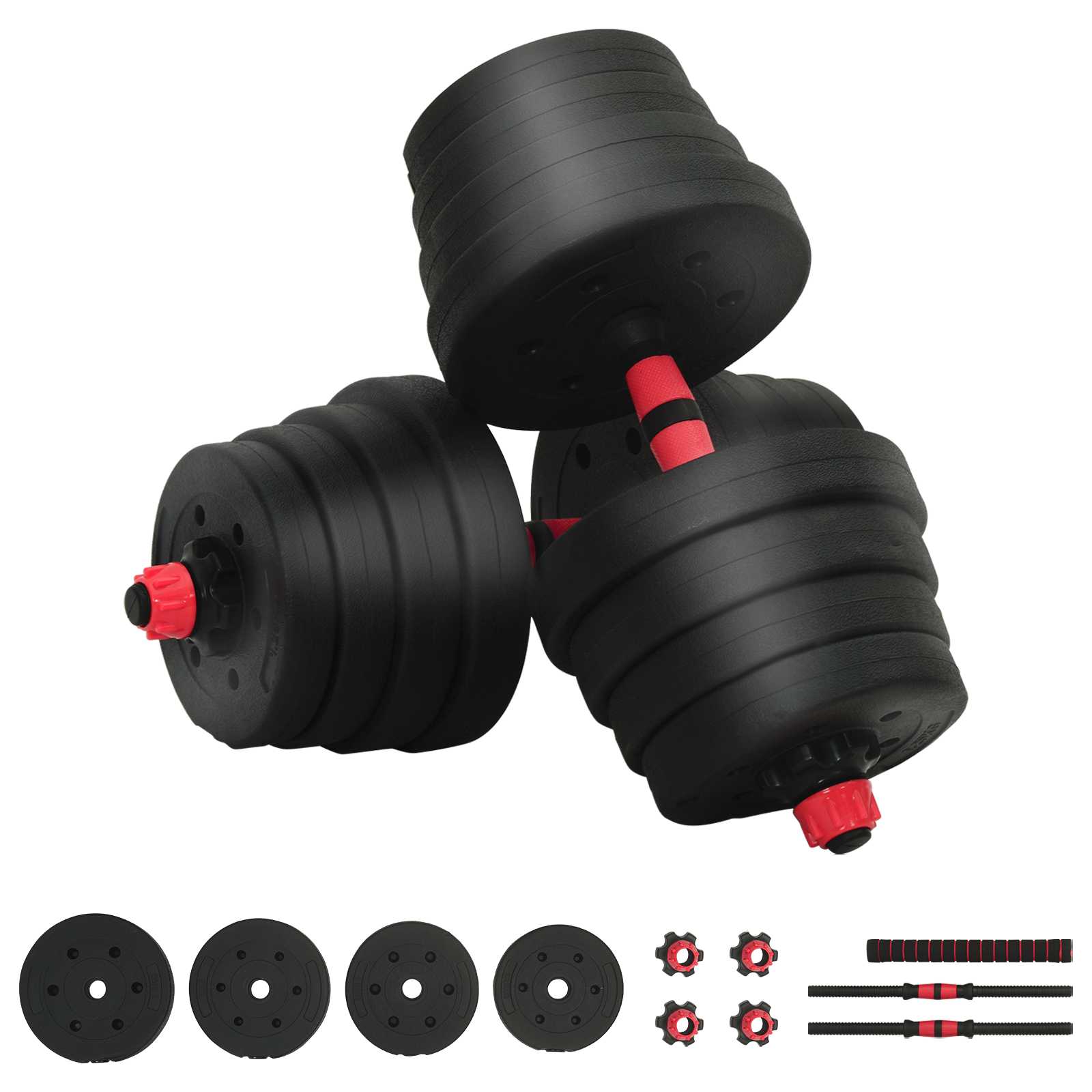2-in-1 Dumbbell Set Black and Red 121 x 19.5 x 19.5 cm