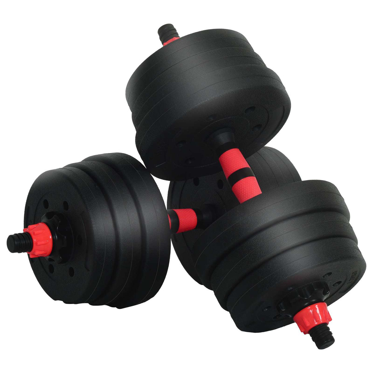 4-in-1 Dumbbell Barbell Kettlebell Set 20kg 20kg Black and Red