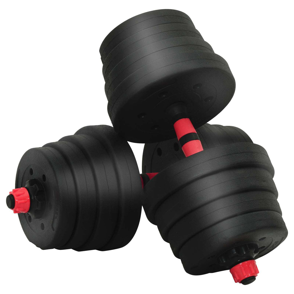 2-in-1 Dumbbell Barbell Set 30kg Black and Red