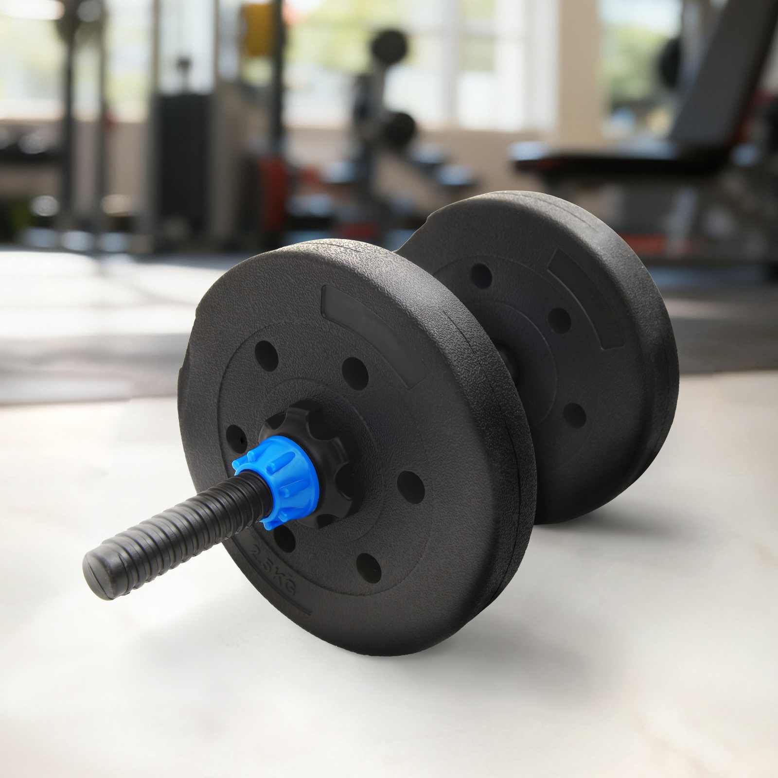 Weight Plates 4 pcs Black Ø 21.5 x 3.8 cm Cement and Iron Sand