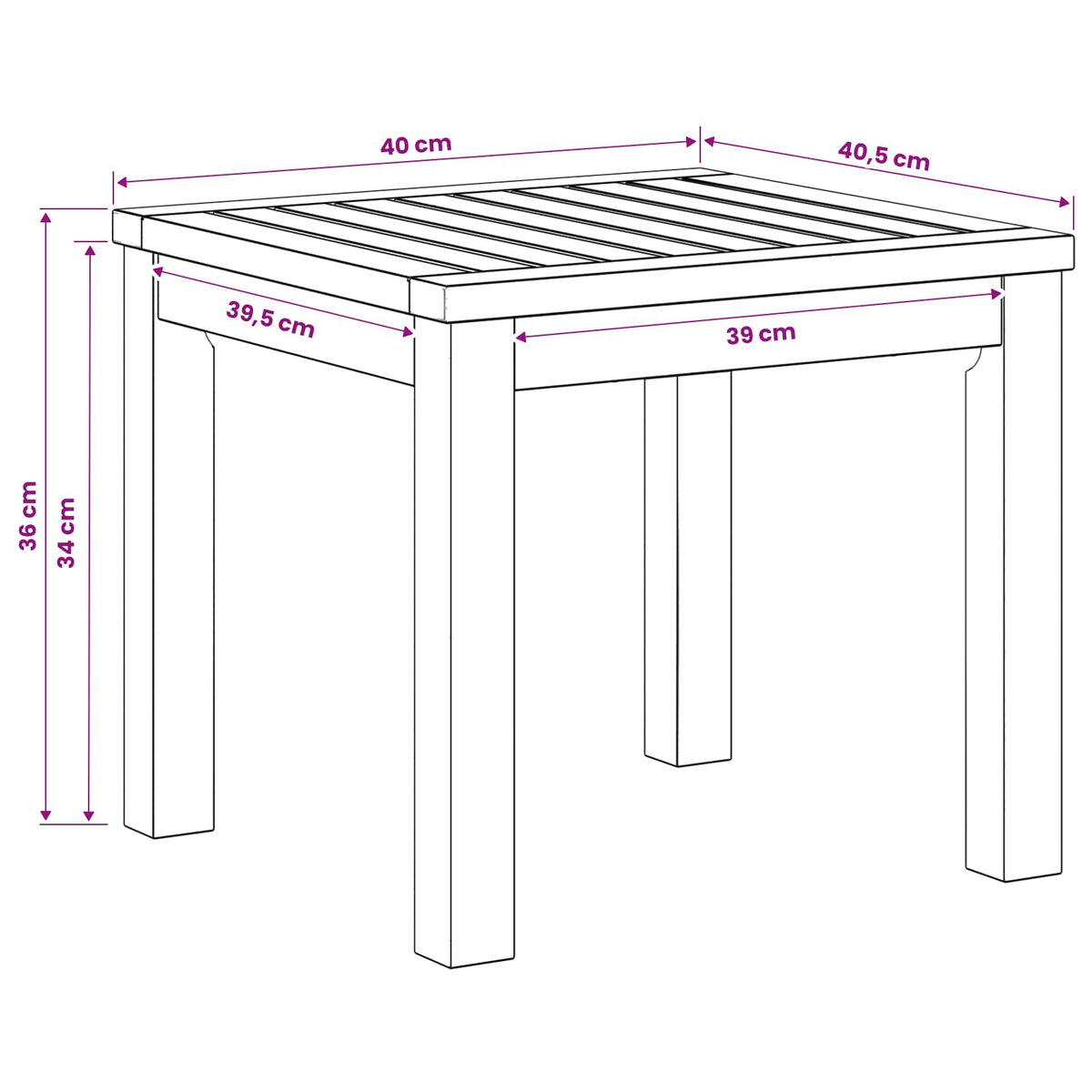 Coffee Table Natural 40 x 40.5 x 36 cm Solid Acacia Wood