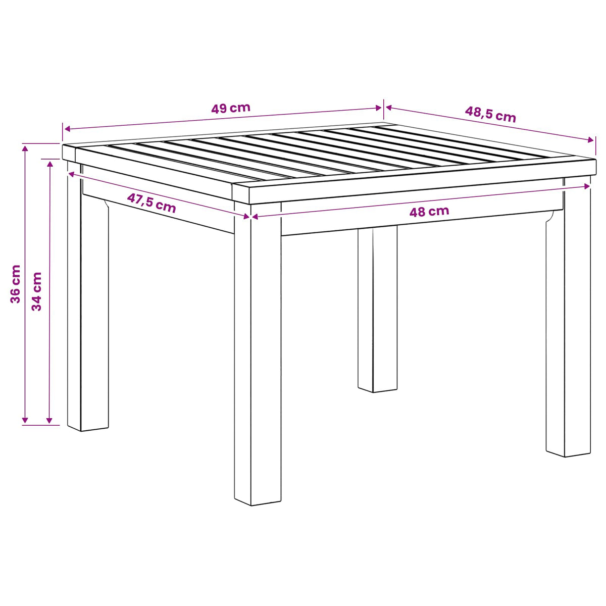 Coffee Table Natural 50 x 48.5 x 36 cm Solid Acacia Wood