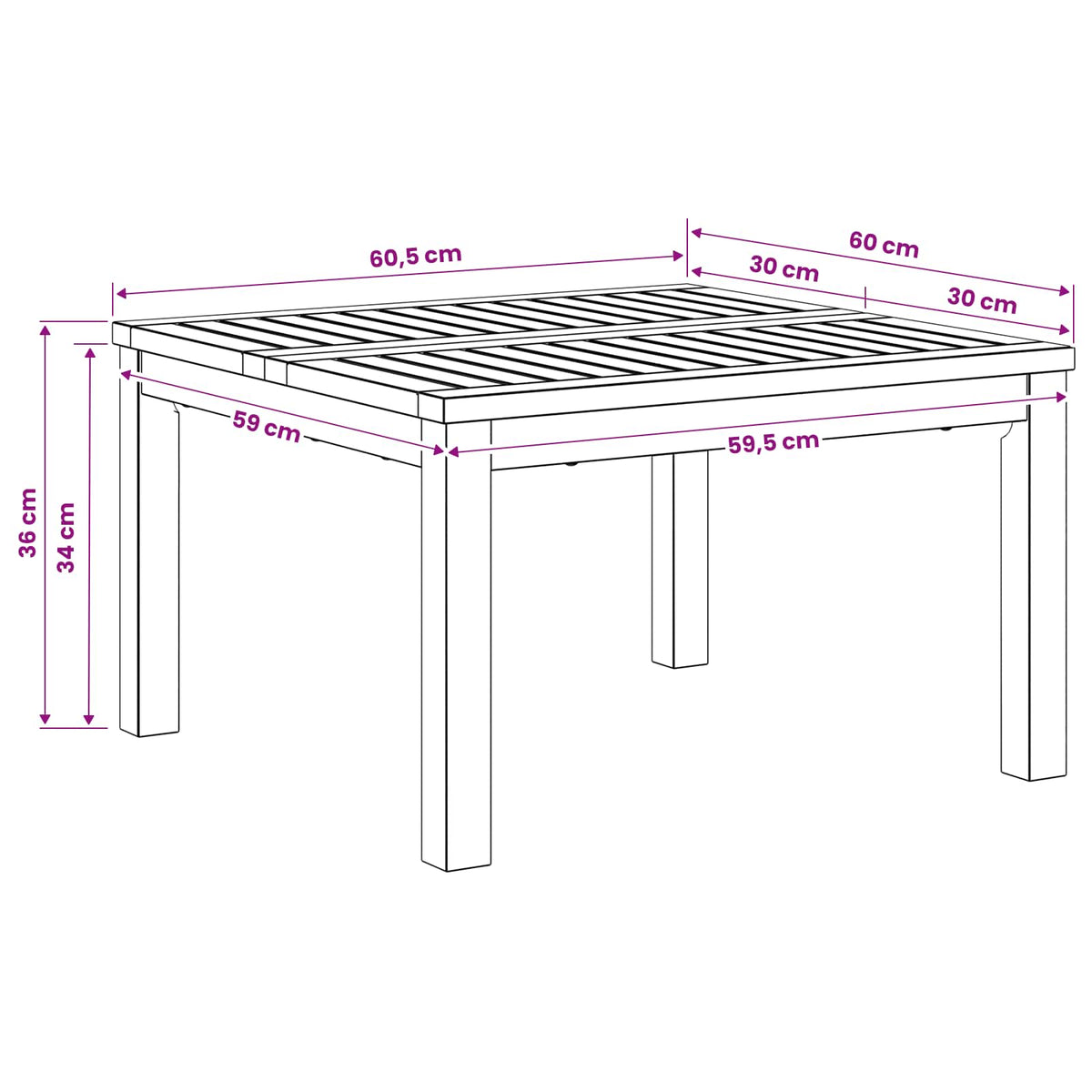 Coffee Table Natural 60 x 60.5 x 36 cm Solid Acacia Wood