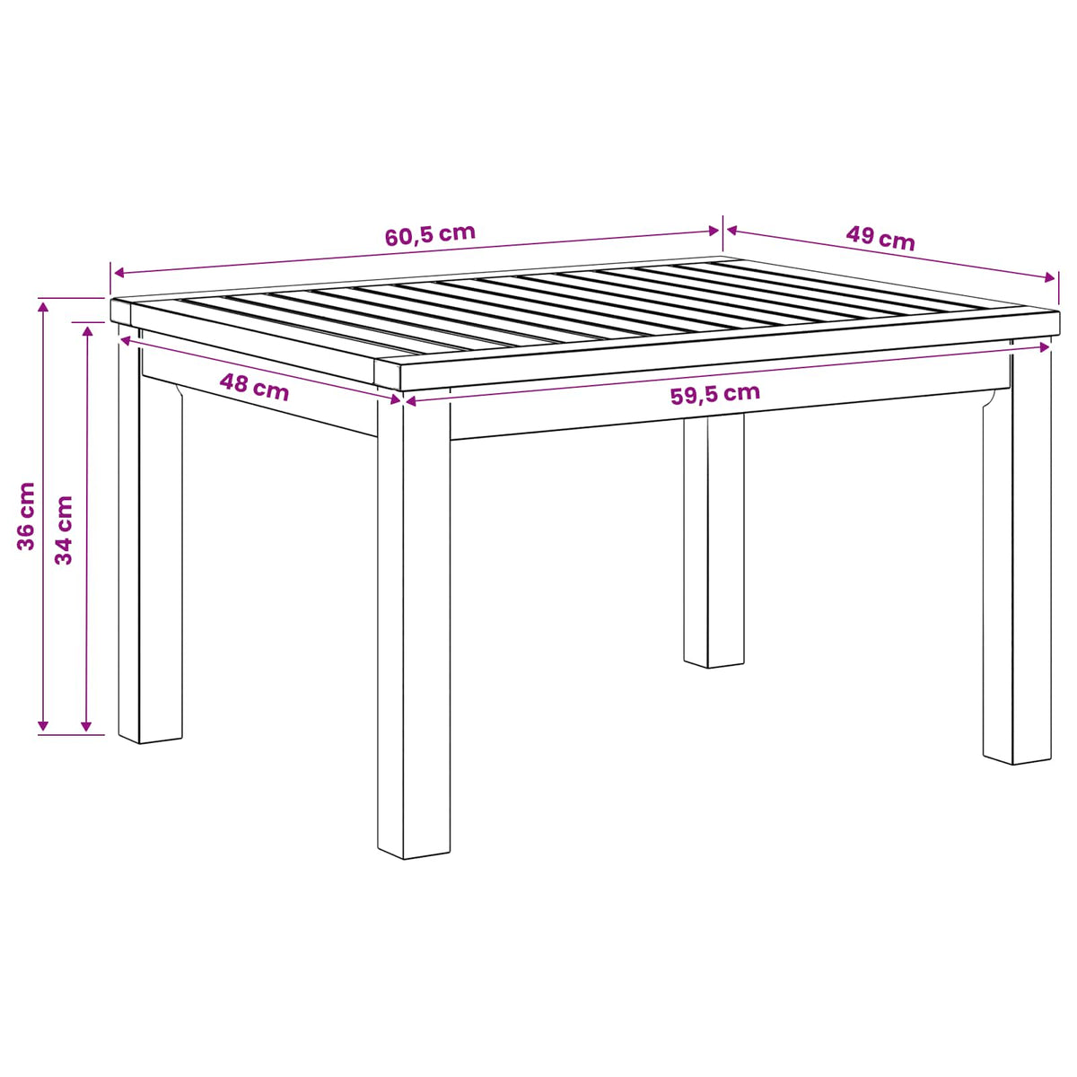 Coffee Table Natural 49 x 60.5 x 36 cm Solid Acacia Wood