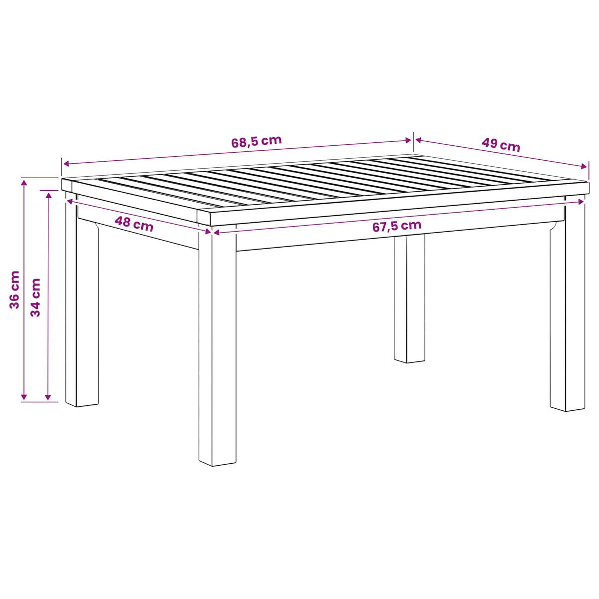 Coffee Table Natural 49 x 68.5 x 36 cm Solid Acacia Wood