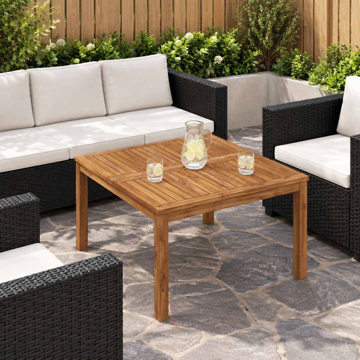 Coffee Table Natural 80 x 80.5 x 45 cm Solid Acacia Wood