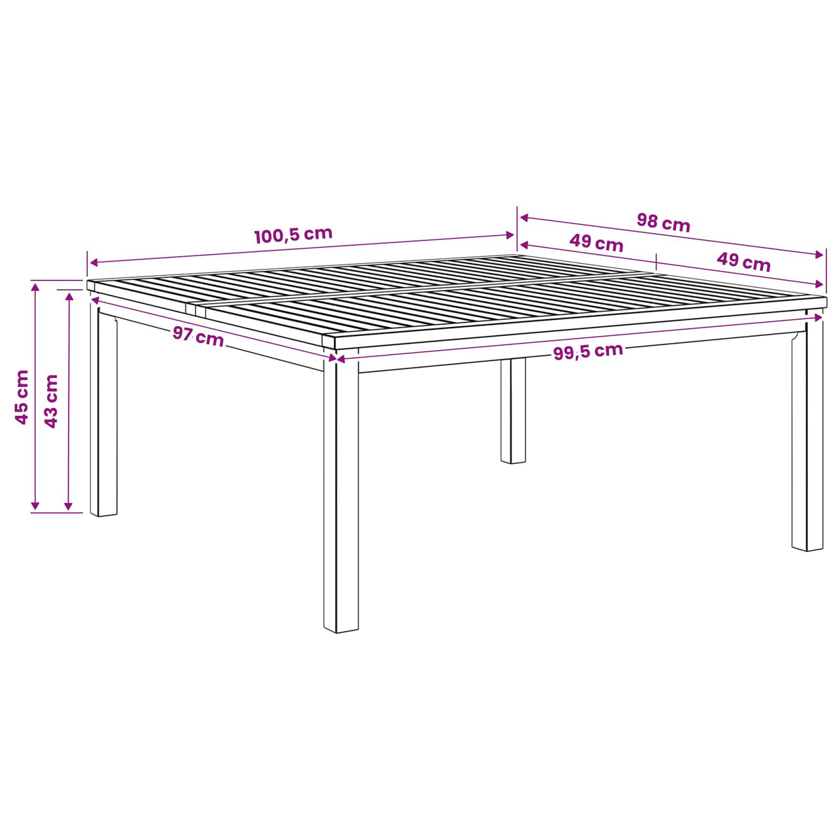 Coffee Table Natural 98 x 100.5 x 45 cm Solid Acacia Wood