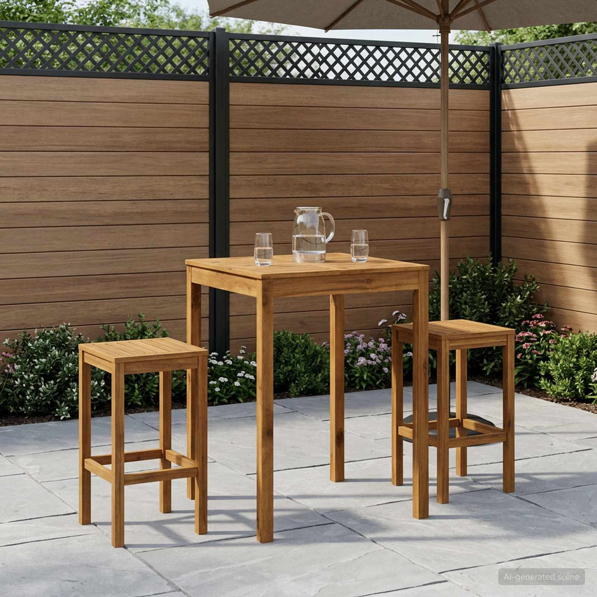 Garden Bar Table Natural 80 x 80.5 x 105 cm Solid Acacia Wood