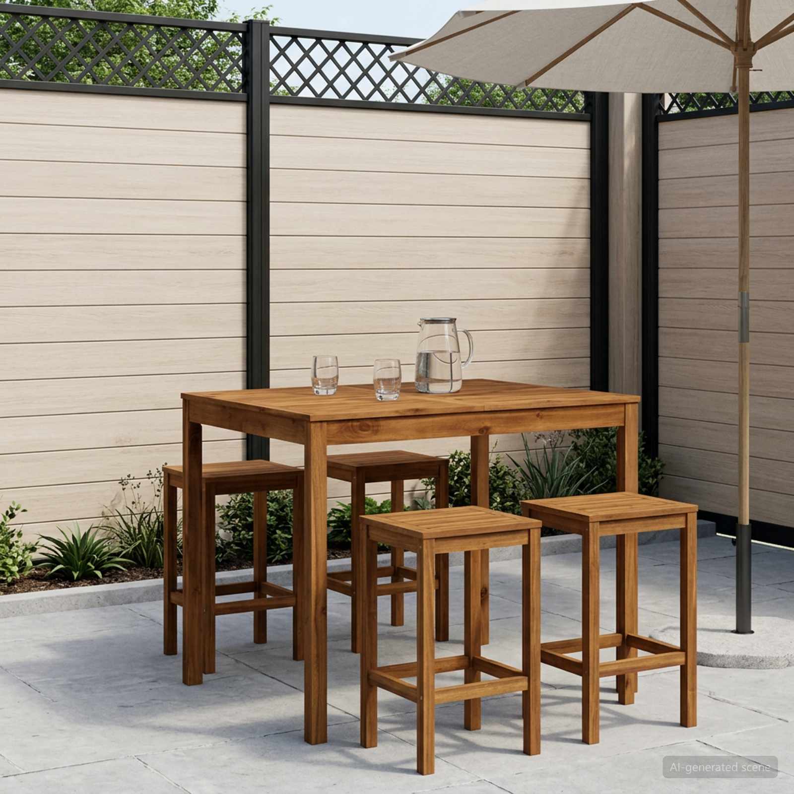 Garden Bar Table Natural 110 x 108.5 x 105 cm Solid Acacia Wood