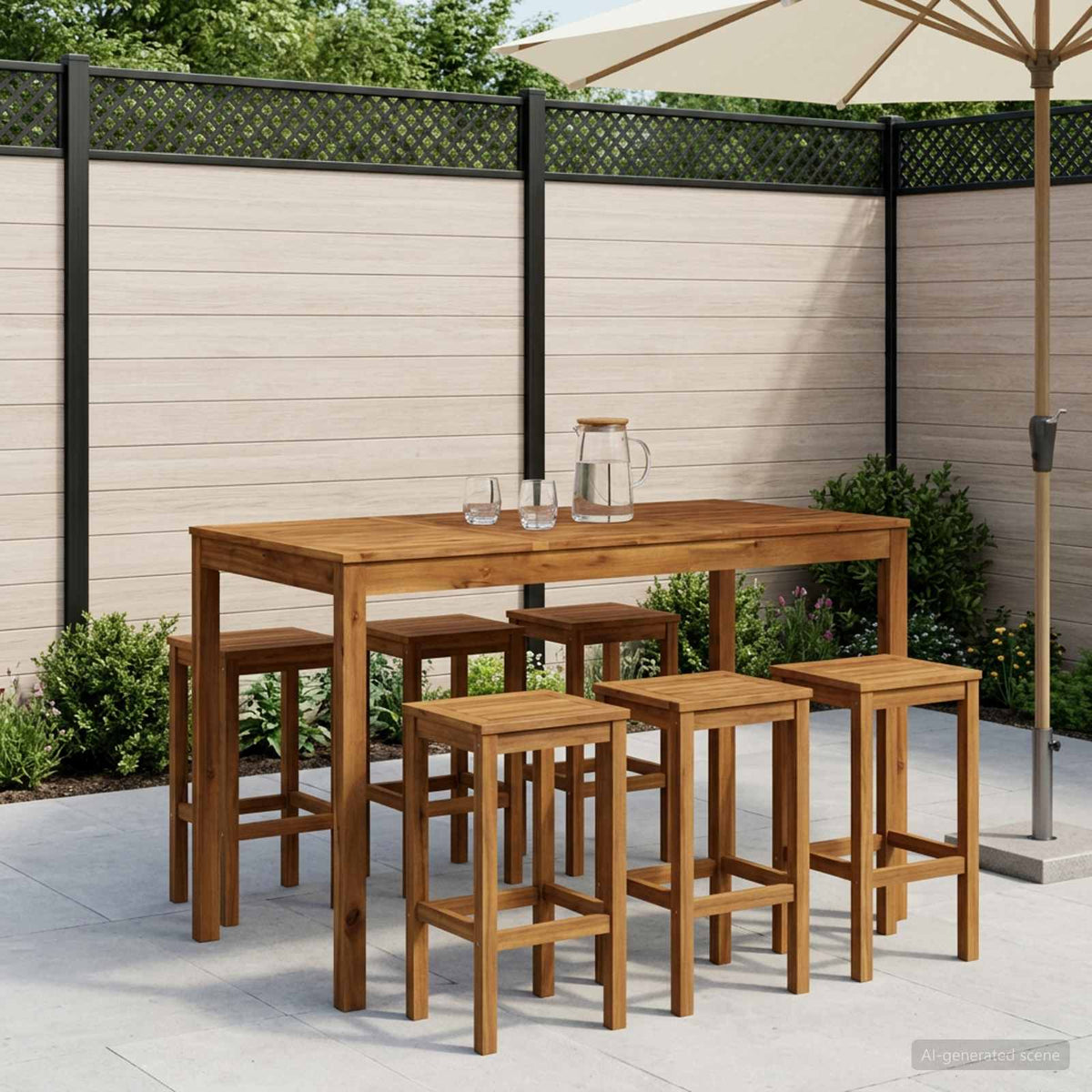 Garden Bar Table Natural 141 x 80.5 x 105 cm Solid Acacia Wood