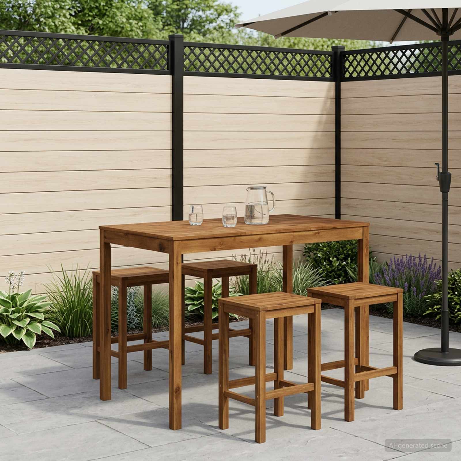 Garden Bar Table Natural 147 x 88.5 x 105 cm Solid Acacia Wood