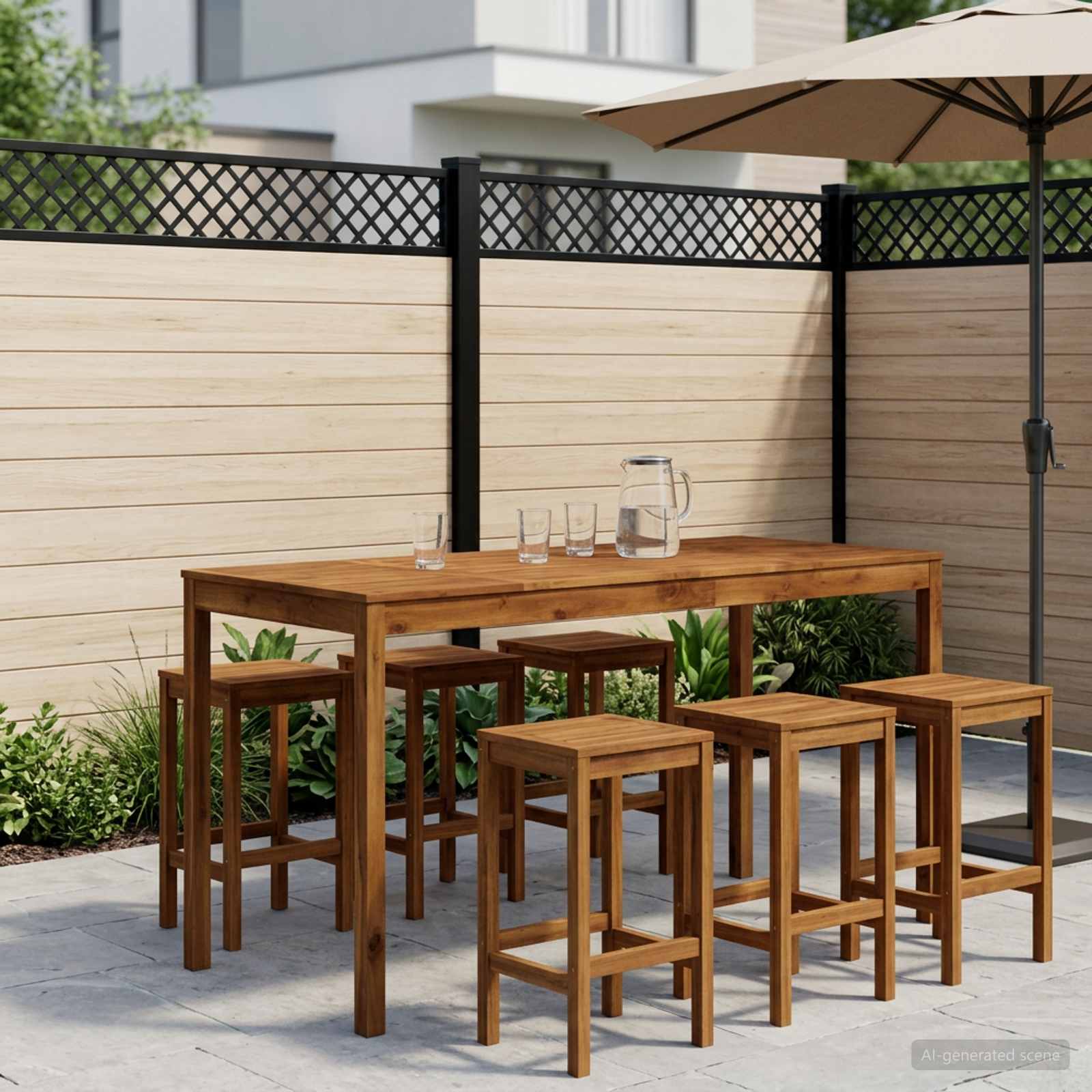 Garden Bar Table Natural 196 x 80.5 x 105 cm Solid Acacia Wood