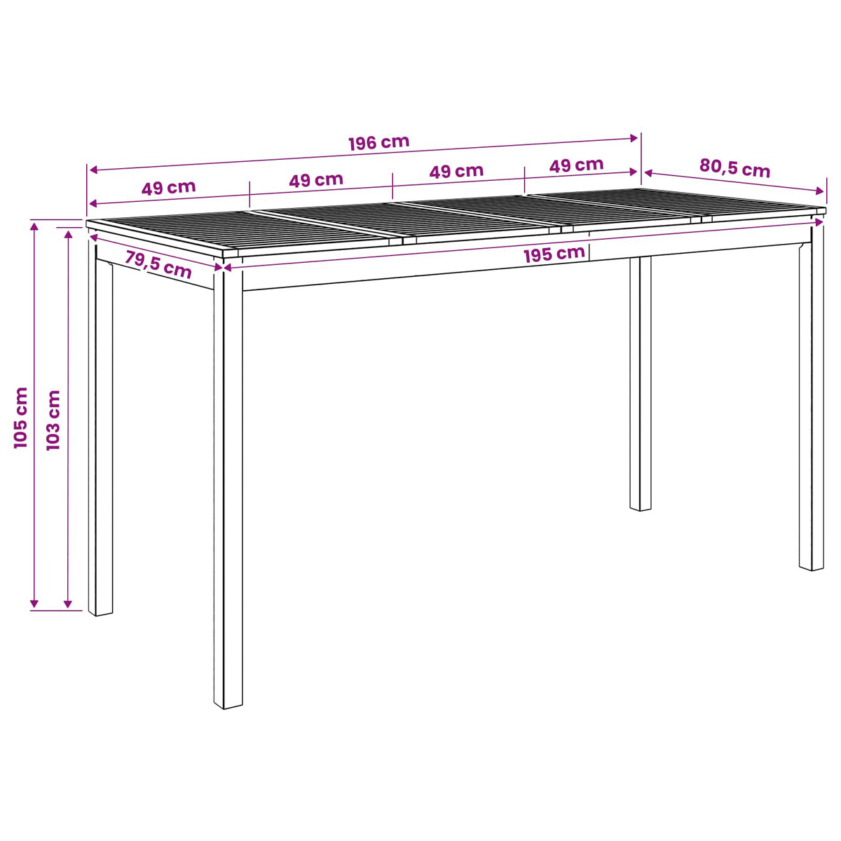 Garden Bar Table Natural 196 x 80.5 x 105 cm Solid Acacia Wood