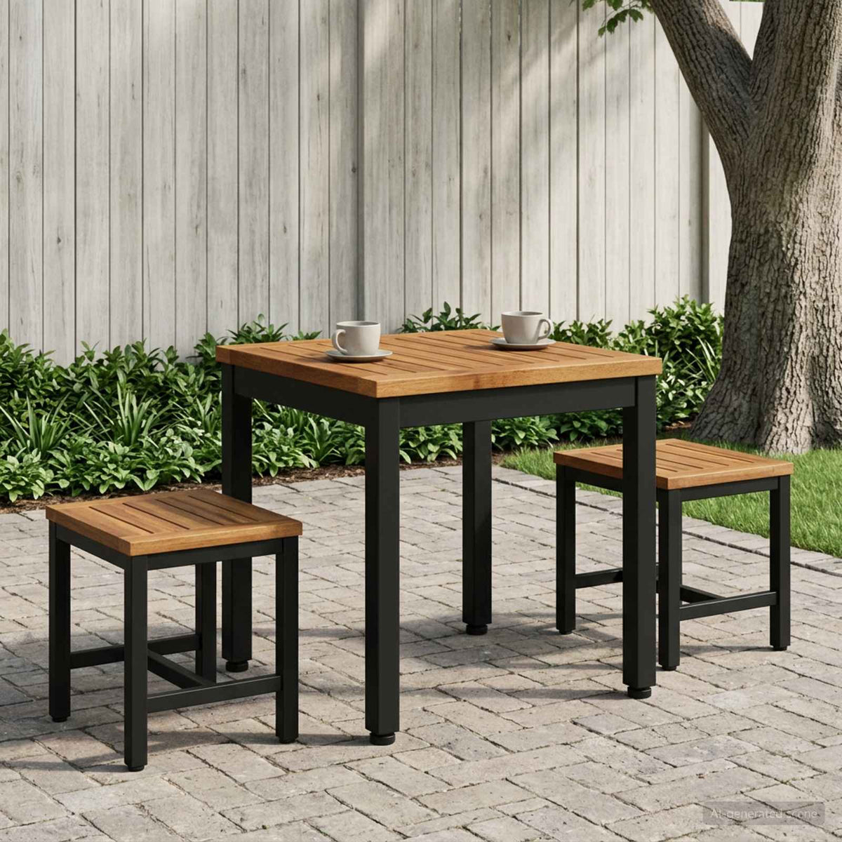 Coffee Table Natural and Black 40 x 40.5 x 36 cm
