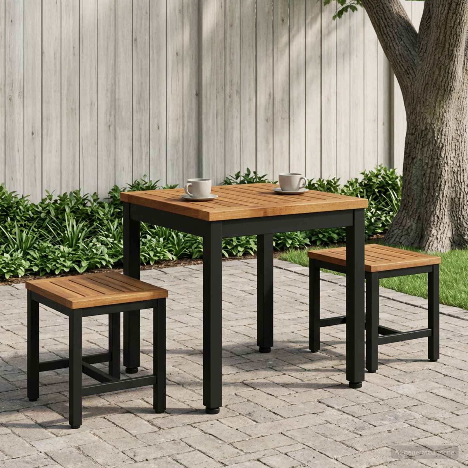 Coffee Table Natural and Black 40 x 40.5 x 36 cm