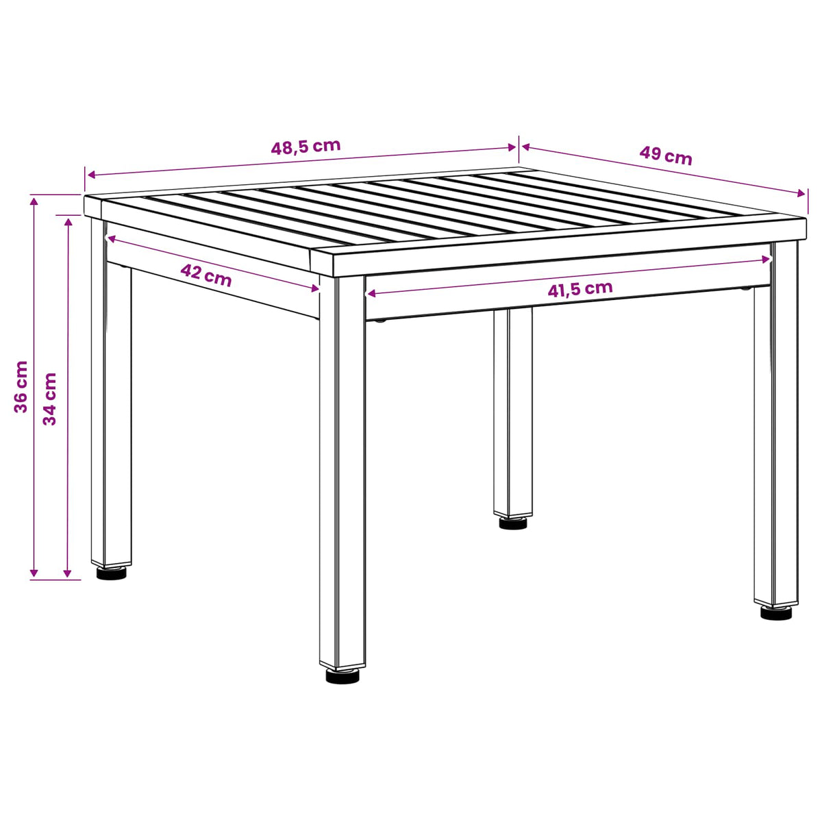 Coffee Table Natural and Black 50 x 48.5 x 36 cm