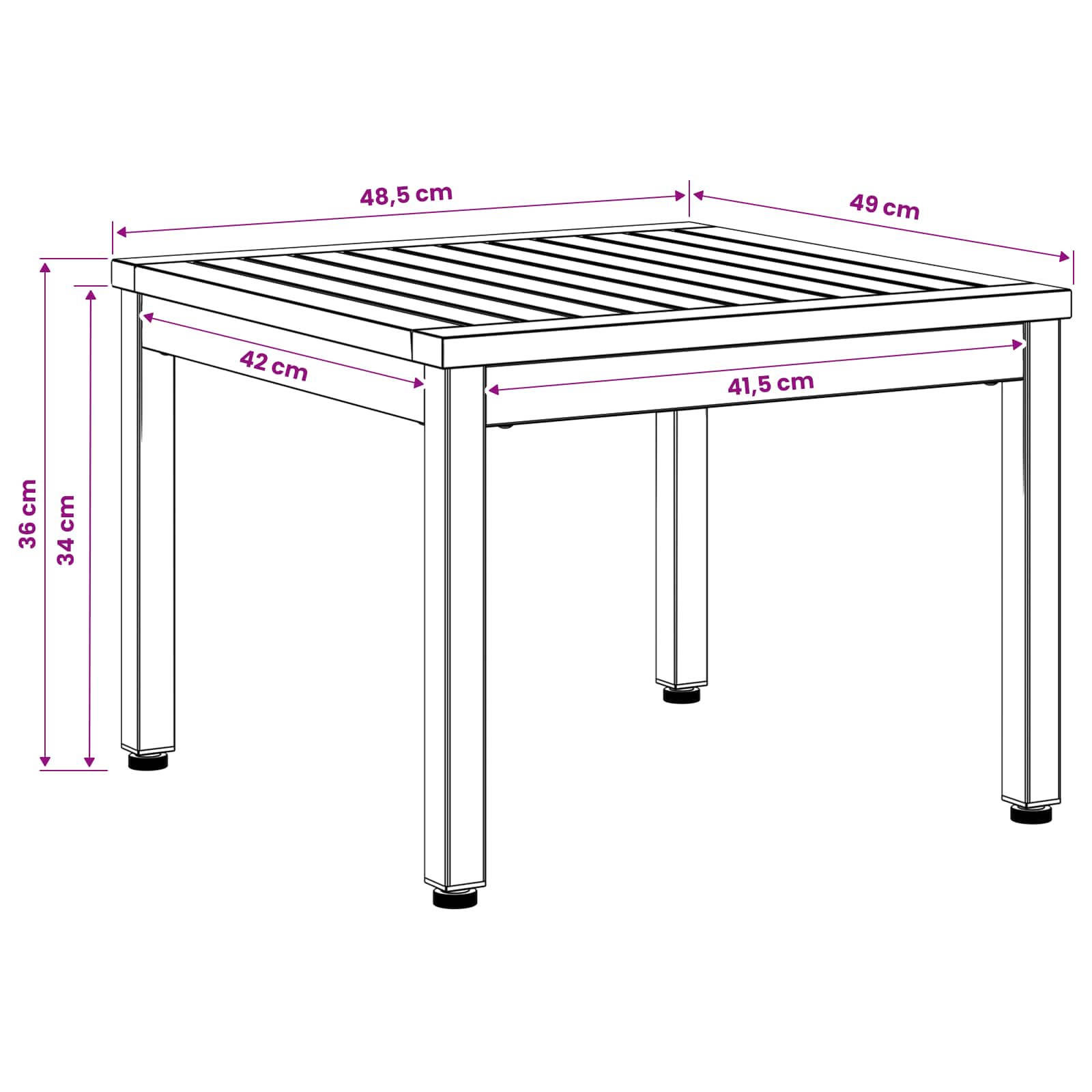 Coffee Table Natural and Black 50 x 48.5 x 36 cm