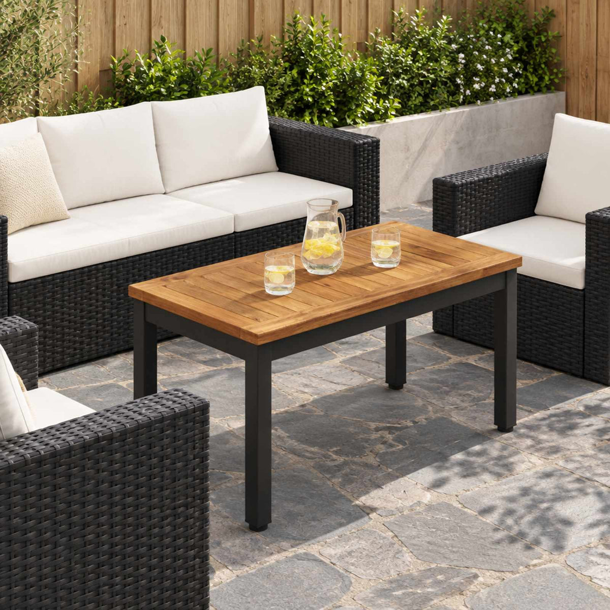 Coffee Table Natural and Black 60.5 x 30 x 36 cm