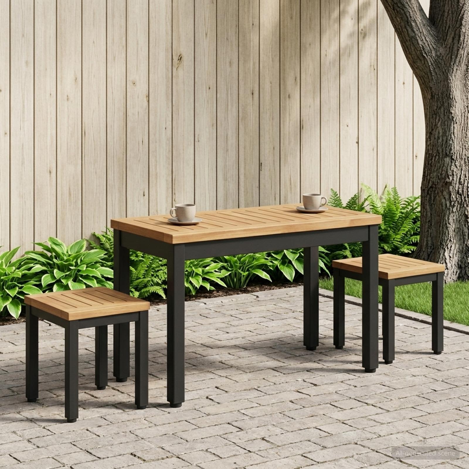 Coffee Table Natural and Black 60.5 x 30 x 36 cm