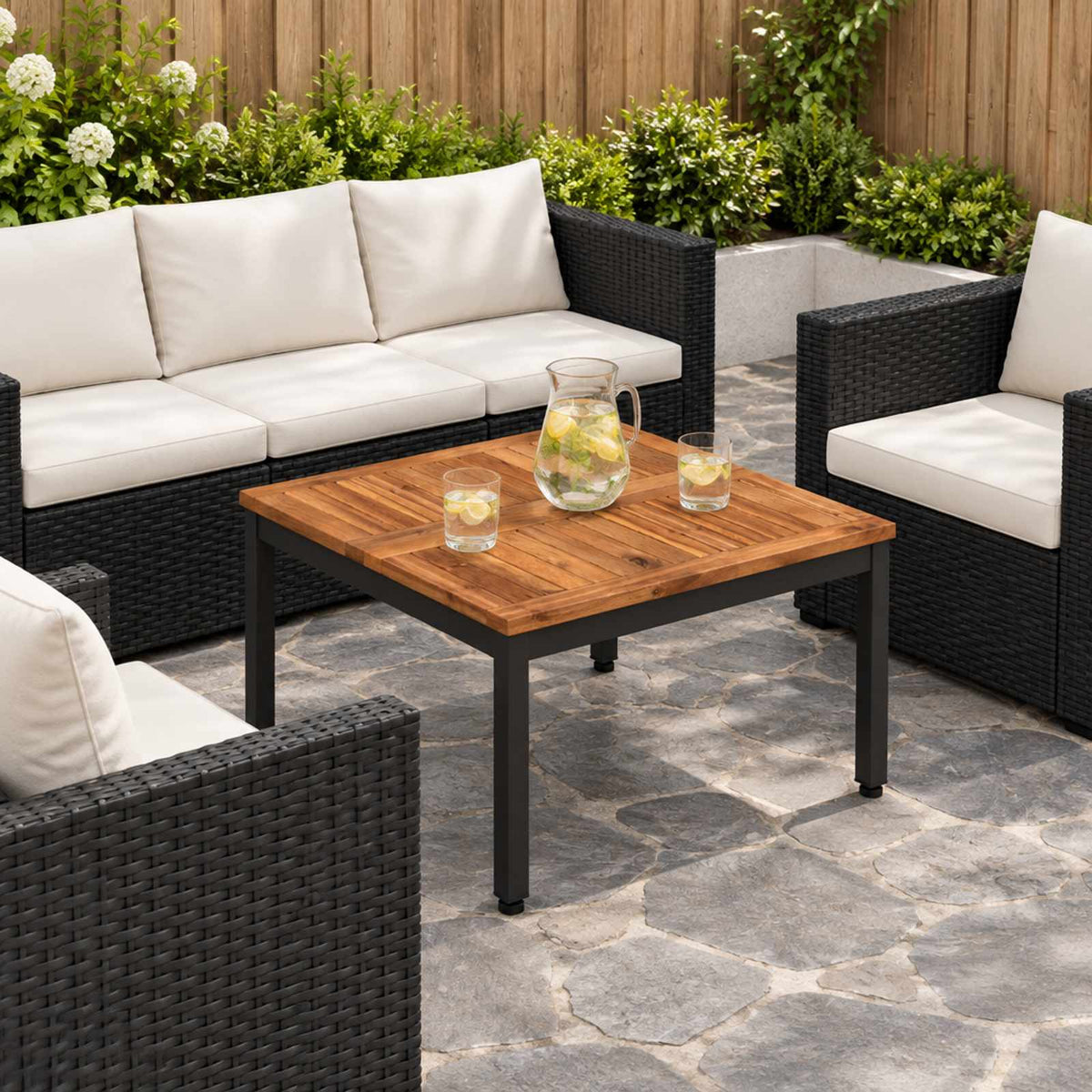 Coffee Table Natural and Black 60 x 60.5 x 36 cm