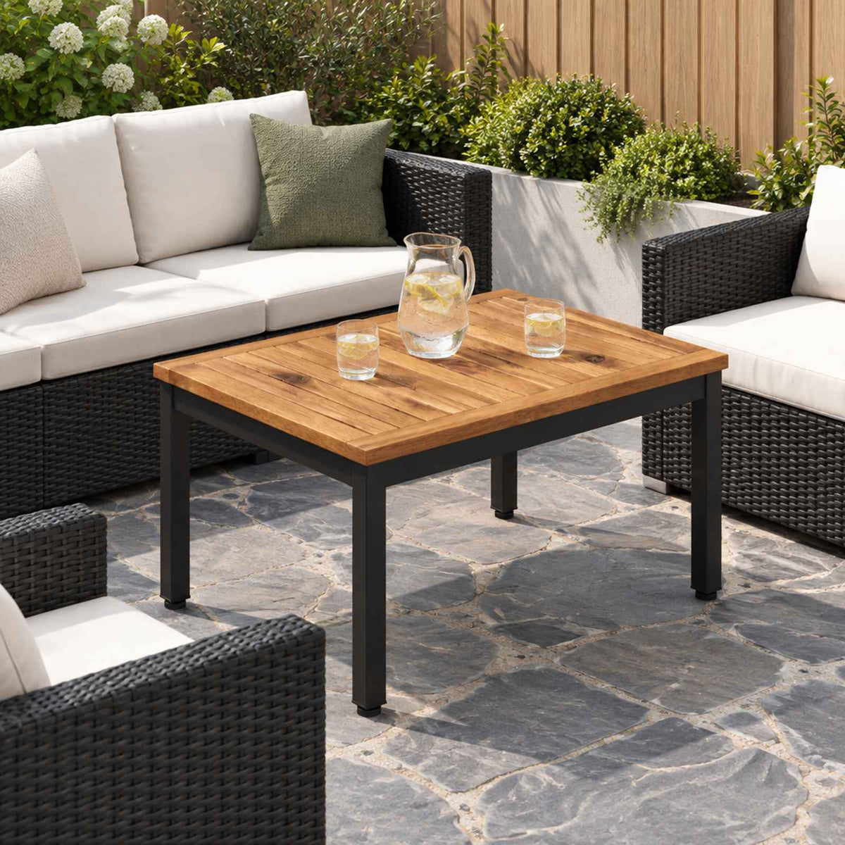 Coffee Table Natural and Black 49 x 60.5 x 36 cm