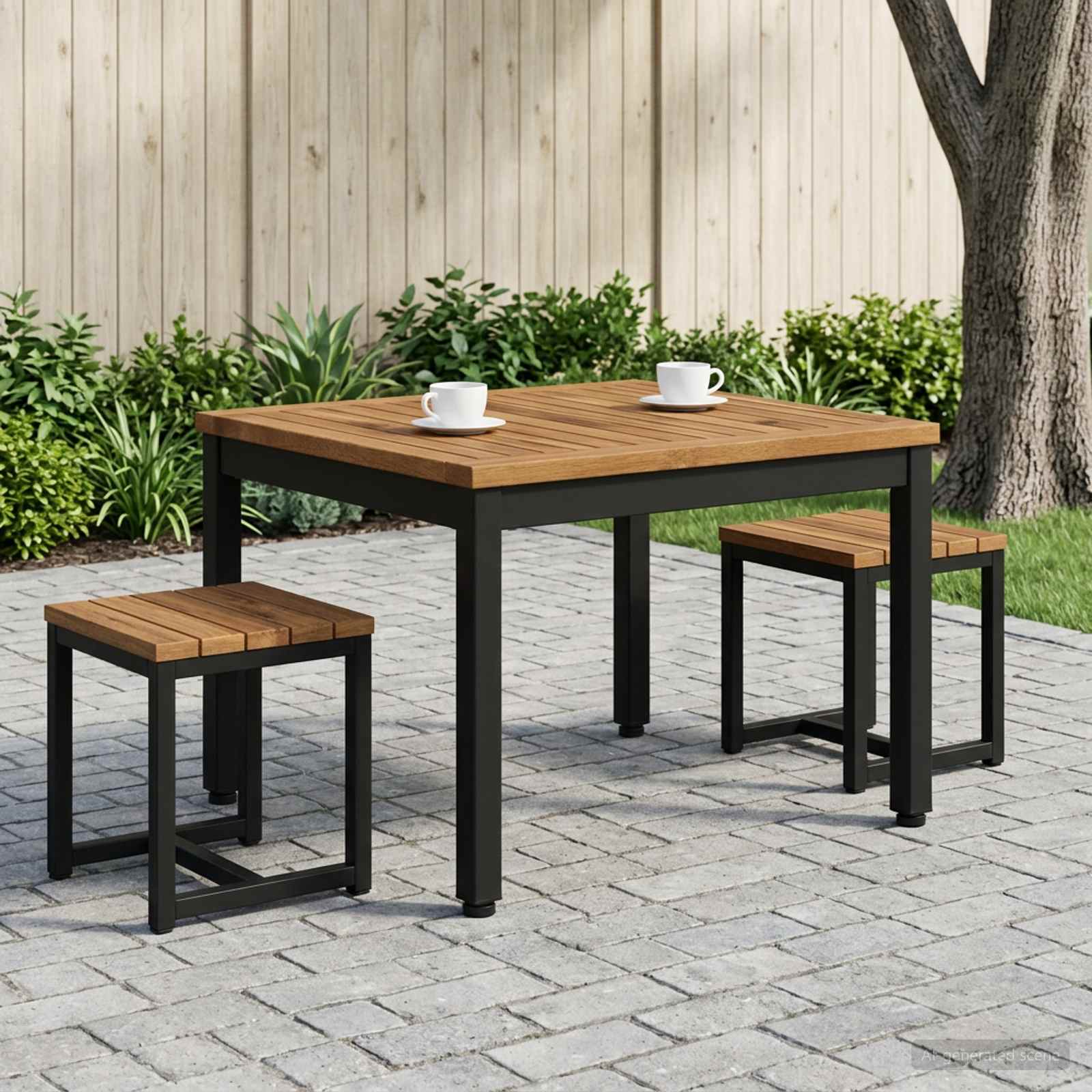 Coffee Table Natural and Black 50 x 60.5 x 36 cm