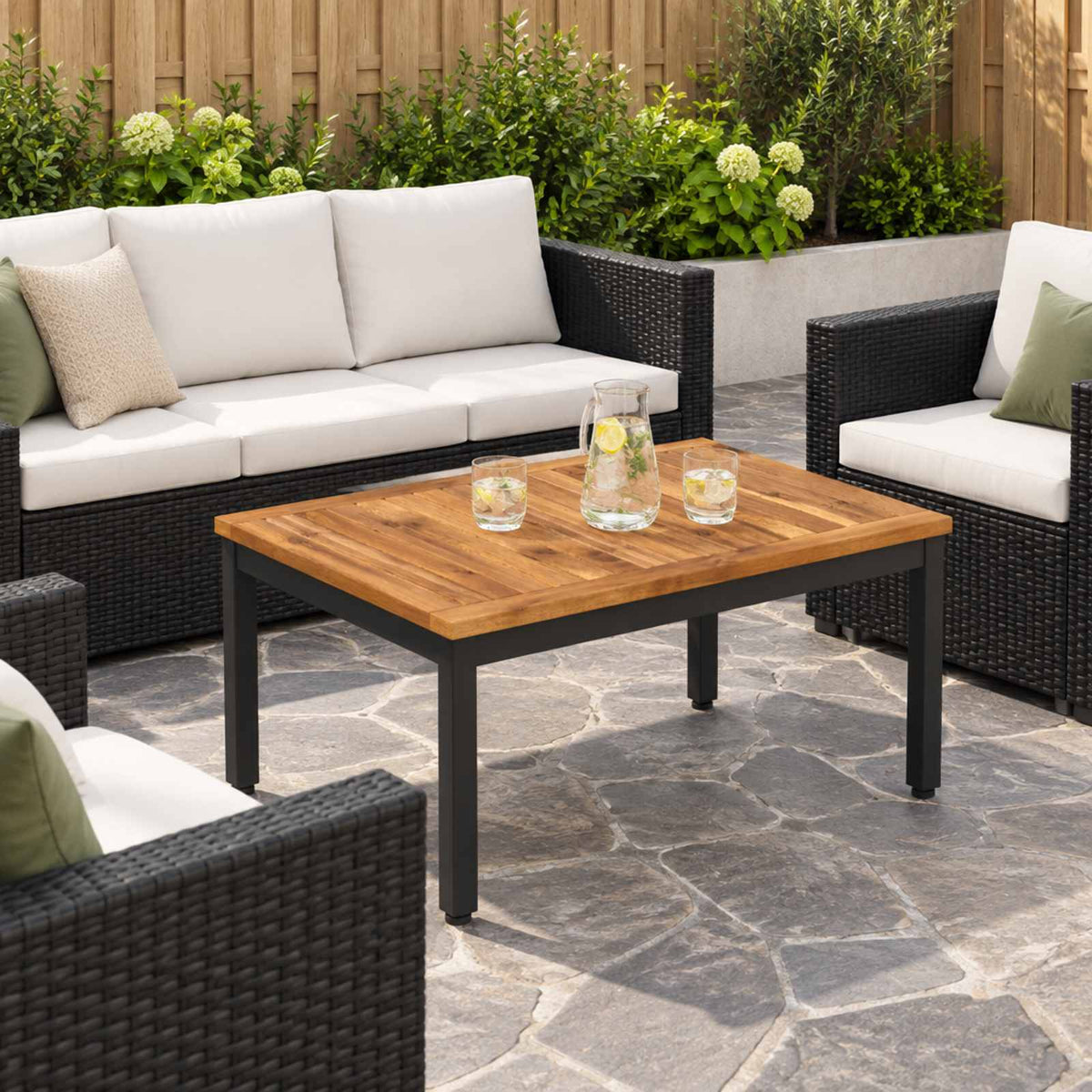 Coffee Table Natural and Black 49 x 68.5 x 36 cm