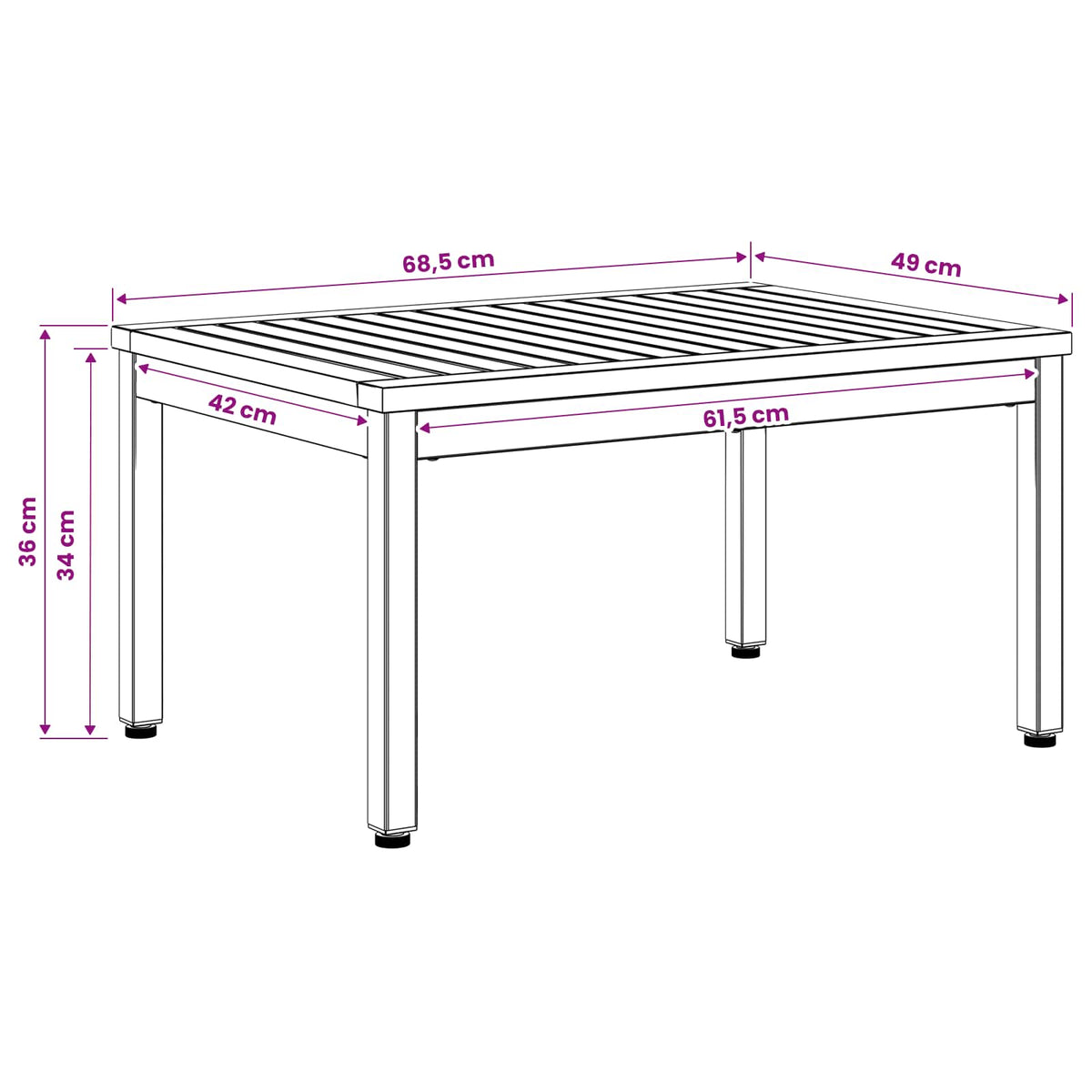 Coffee Table Natural and Black 50 x 68.5 x 36 cm