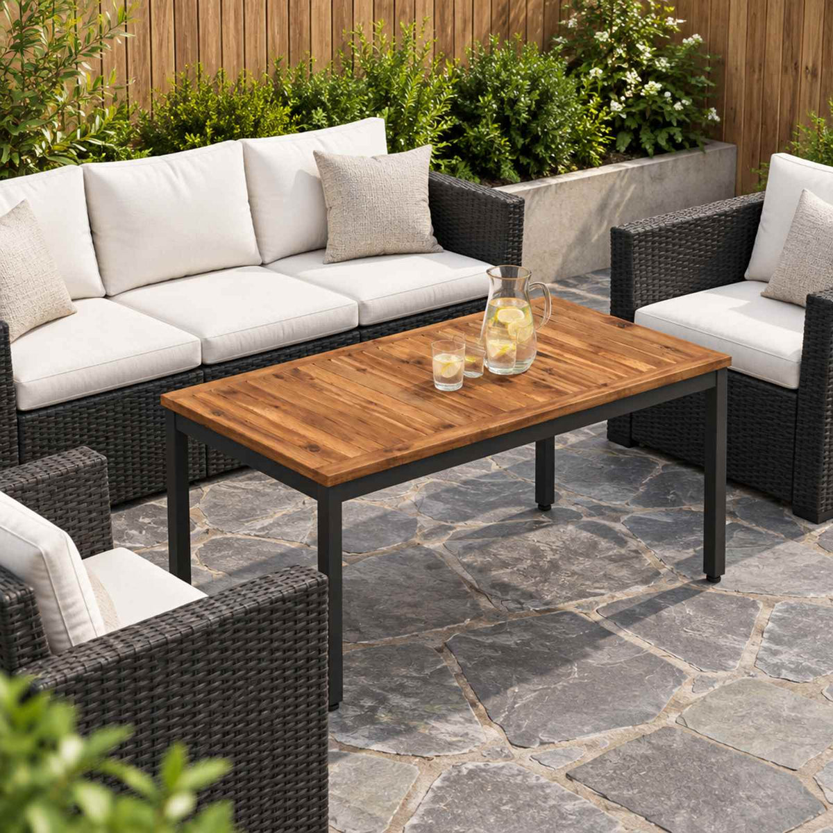 Coffee Table Natural and Black 49 x 100.5 x 45 cm