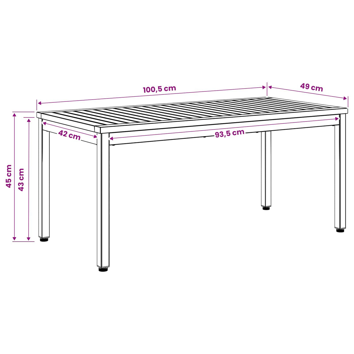 Coffee Table Natural and Black 50 x 100.5 x 45 cm