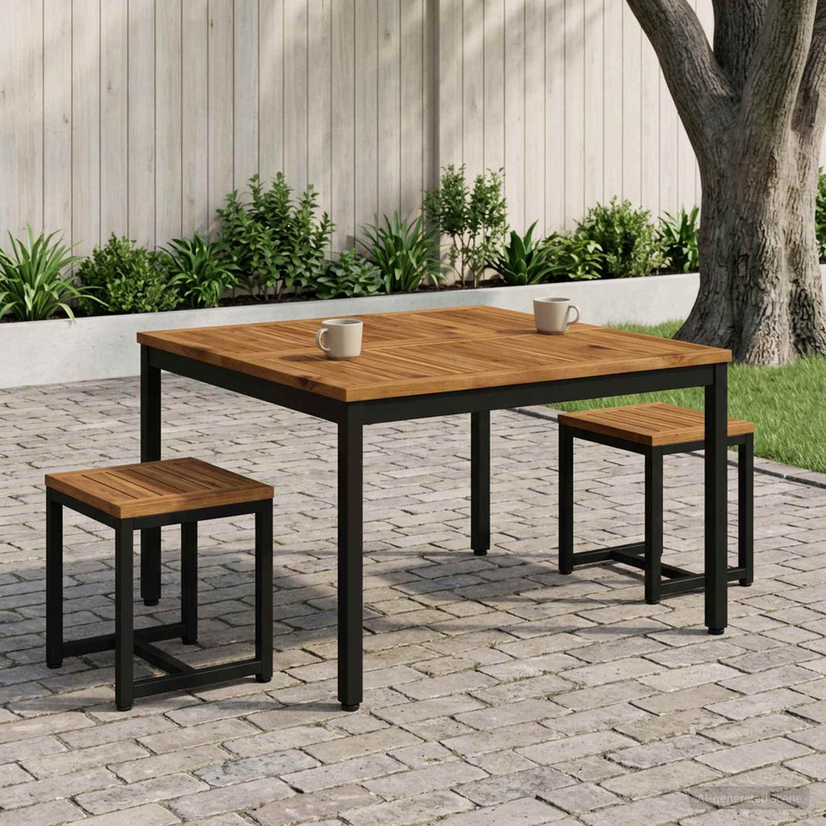 Coffee Table Natural and Black 80 x 80.5 x 45 cm