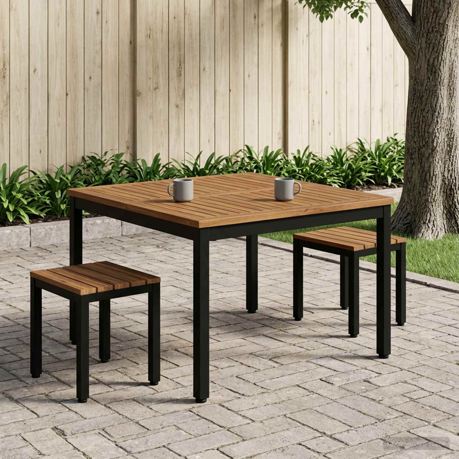 Coffee Table Natural and Black 100 x 100.5 x 45 cm
