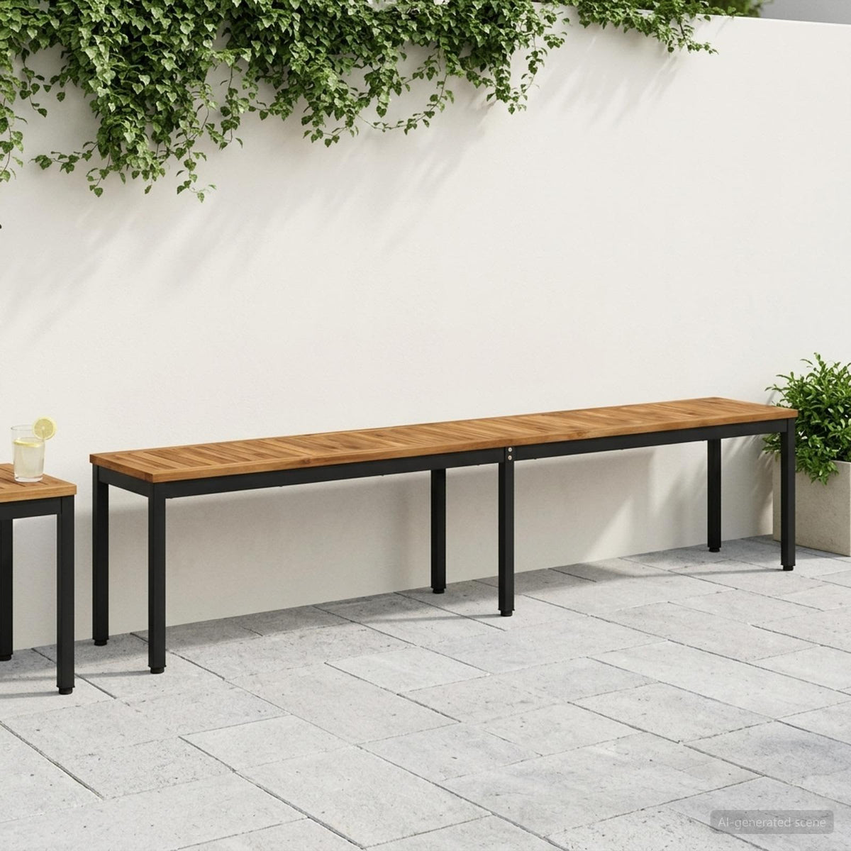 Garden Bench 201 x 35 x 45 cm Solid Acacia Wood Rectangular