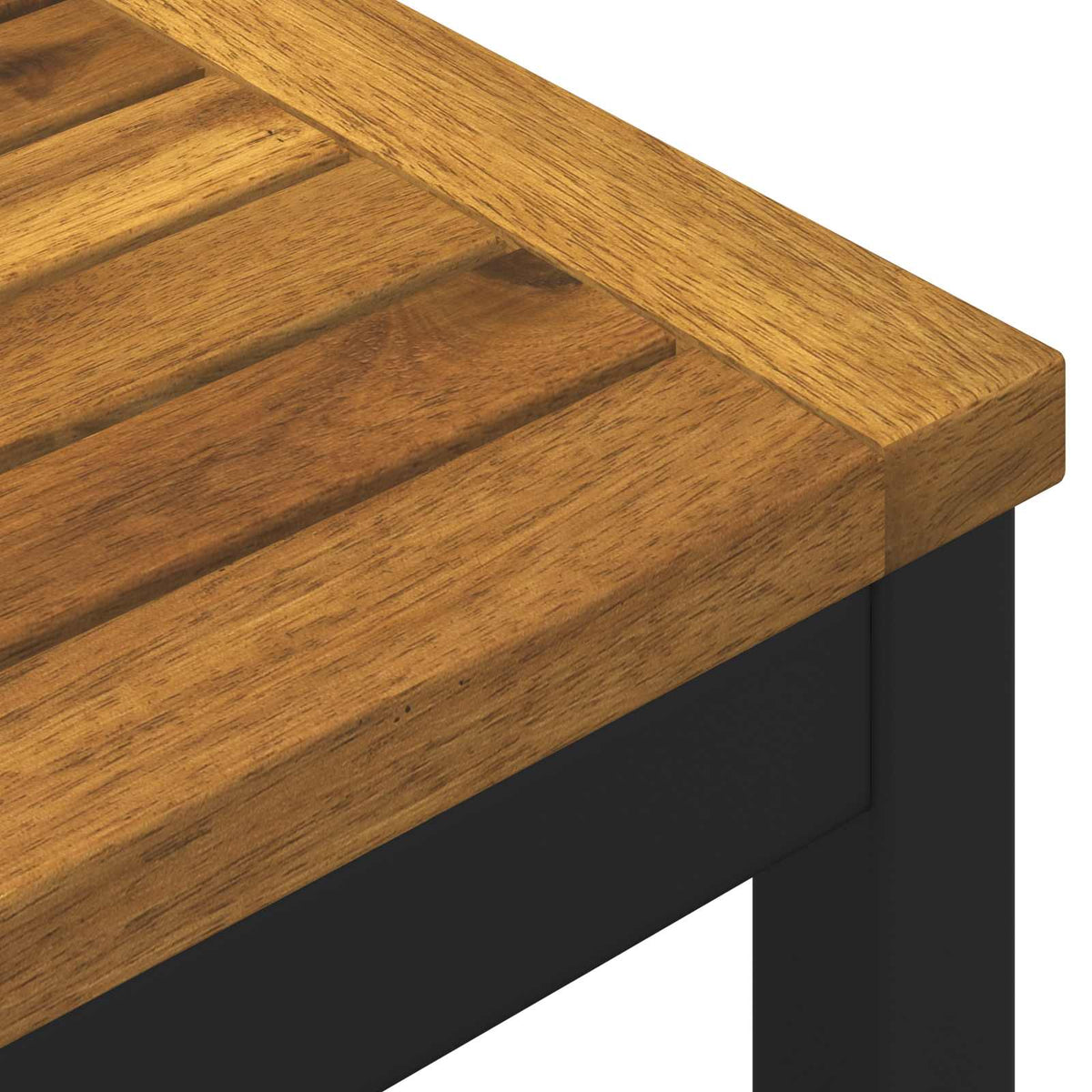 Garden Dinner Table Natural and Black 110 x 108.5 x 75 cm