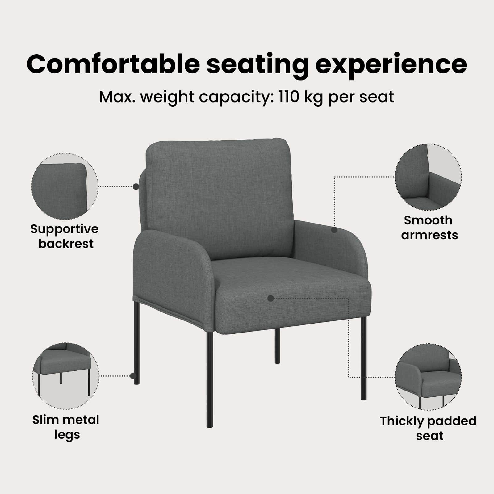 Sofas with Cushion 55cm Dark Grey Plywood