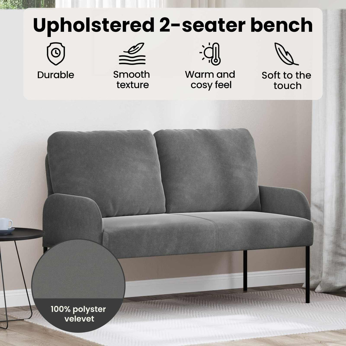 Sofas with Cushion 110cm Dark Grey Plywood