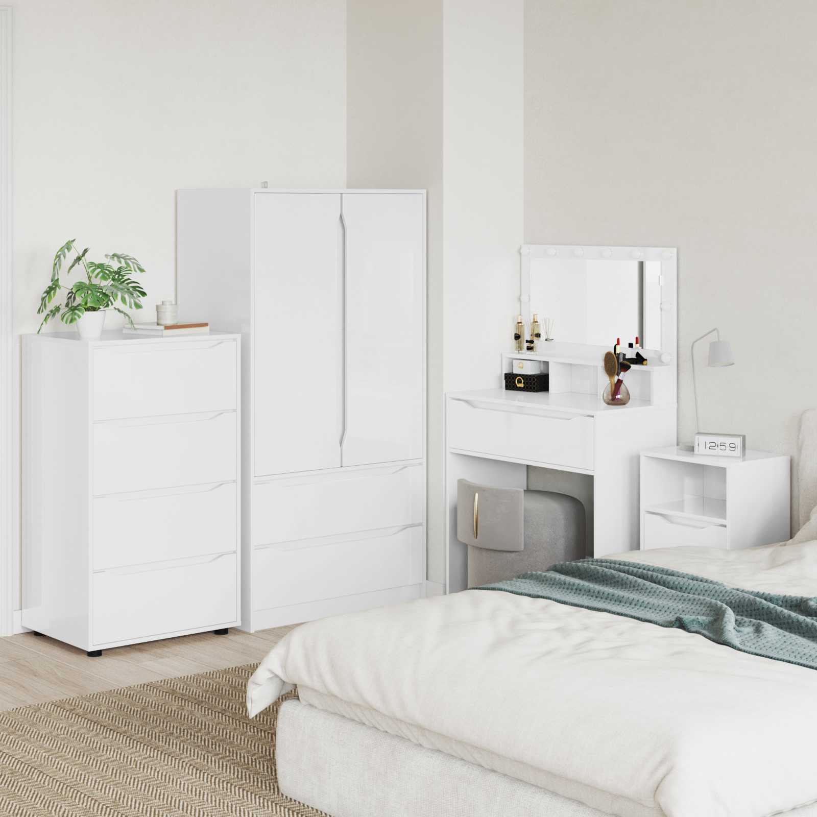 Storage Cabinets High Gloss White 60 x 48 x 105 cm